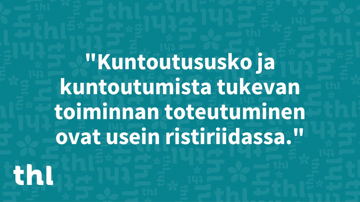 THLIkaantyminen's tweet photo. Kuntoutumista tukeva toiminta on vähäistä, vaikka kuntoutususko olisi korkea. 

Näin todetaan RAI-toimintaa ja -vertailutiedon käyttöä havainnollistavassa Kuukauden poiminnassa. Kirjoittajana @EdgrenJohanna. 
Lue tarkemmin: https://t.co/nFt4aGFwYU
#finRAI #toimintakyky @THLorg https://t.co/2qZ7YX6eOB