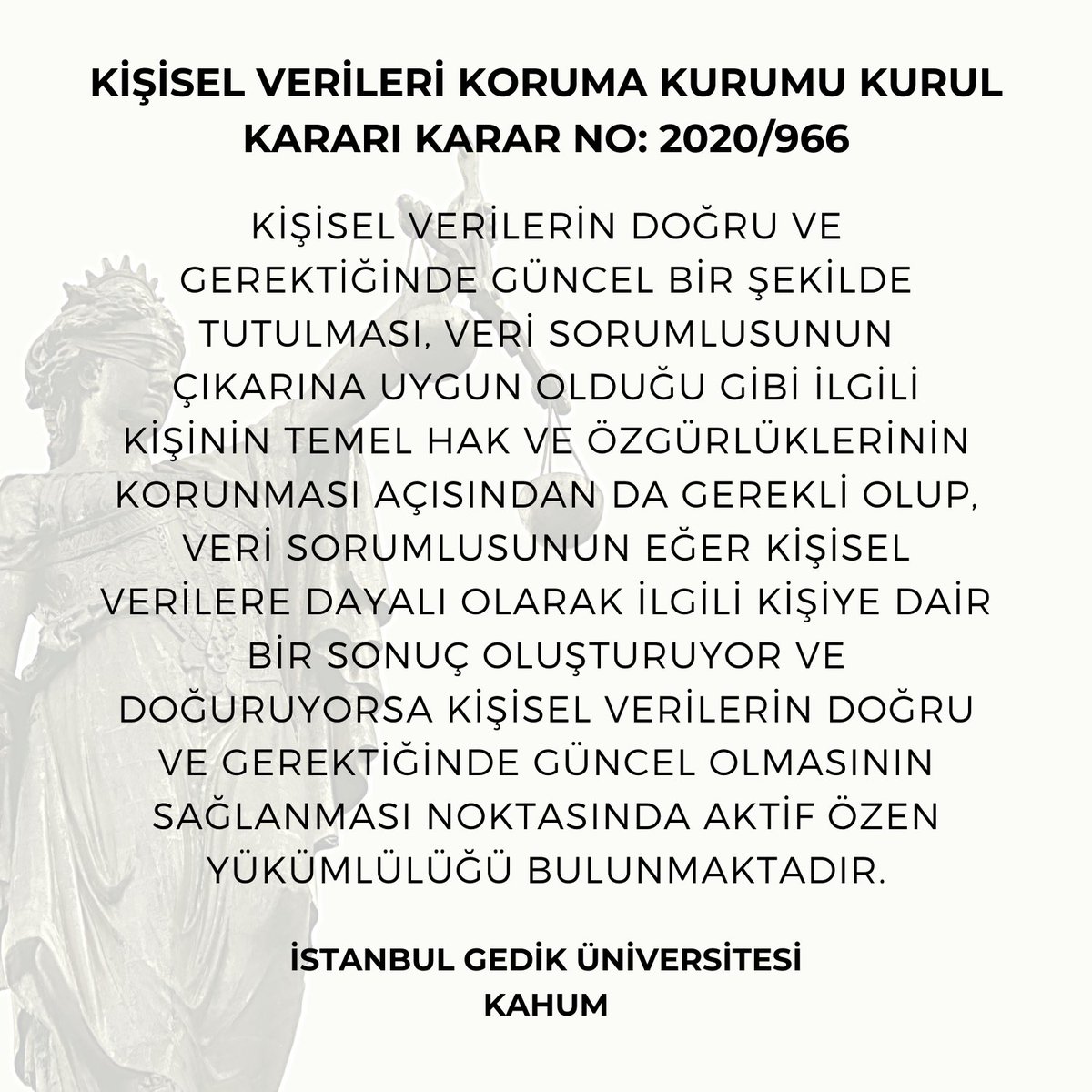 Kararın Linki :  resmigazete.gov.tr/eskiler/2021/0…

#resmigazete #resmigazetedebugün #karşılaştırmalıhukukmerkezi #kahum #istanbulgediküniversitesi #gedikhukuk #verisorumlusu #kvkk #kişiselveriler
#kişiselverileringüncelliği #yükümlülük
