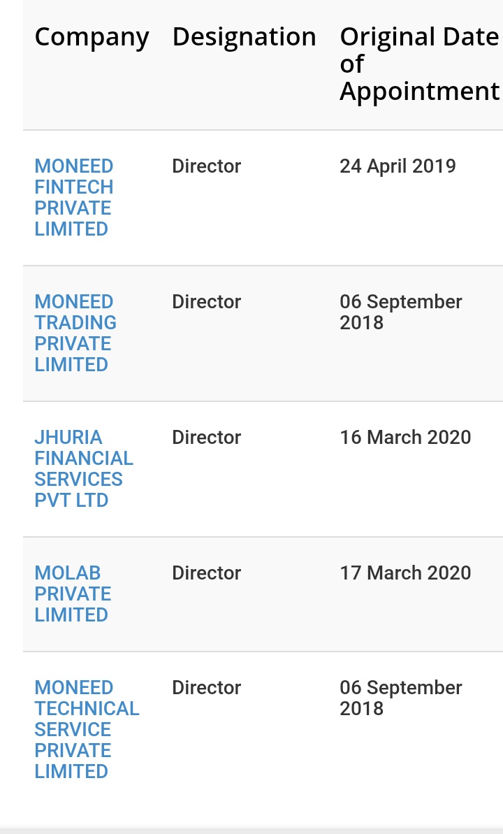 CHE_GUVERAIST's tweet photo. @Vignesh19746825 @mkvbalu @Pravinkks @RBI @selva_ravan One of the director of Jhuria financial services 'XIAOLIANG XU' is allso the director of MONEED loan app. https://t.co/NLEskn1DsC