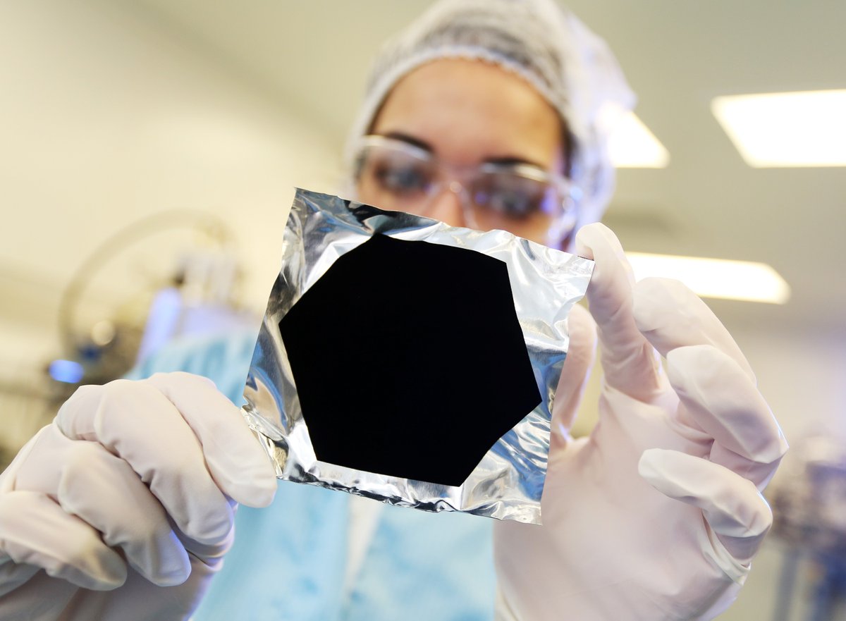 Vantablack. One of the world's blackest materials and the subject of today's Business Daily. It can make 3D objects appear like dark voids by absorbing more than 99% of light. bbc.co.uk/programmes/w3c…