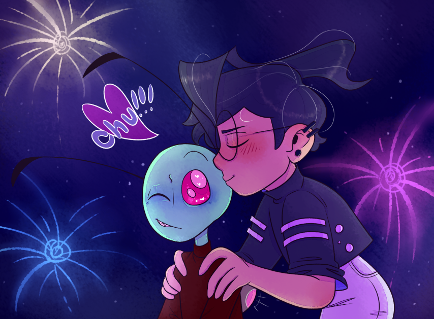 InZadr's tweet photo. Original caption:
My parts of the #artcollab i did with sweetbabyrayray and zimathan on Tumblr, as well as the finished portion of my sketch that ray lined and zimathan colored!
#iz #invaderzim #zadr https://t.co/fXZKYK8Dr0