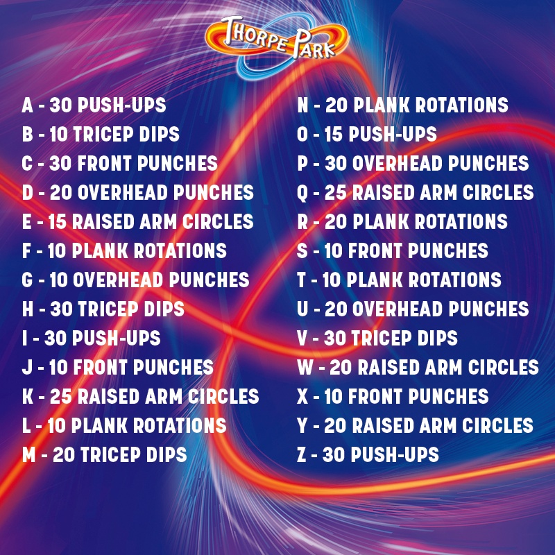 Thorpe Park Resort Happy Friyay Thrillseekers In The Spirit Of Keeping Us All Entertained At Home We Re Bringing Back Our Fitnessfridays For This Week S Challenge We Want You To Spell Out Your