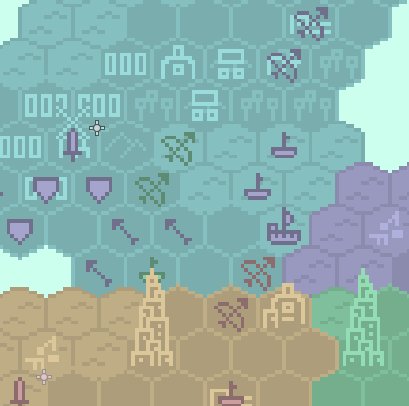 Playing with colors. Which one do you like?
#strategy #deckbuilding

#indiegames #pixelart #hexagon #godot #polytopia #strategygame #civilization