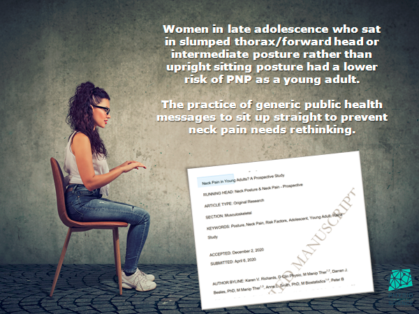PhysioMeScience's tweet photo. NEW in Physical Therapy 🔥🔥🔥

 Is Neck Posture Subgroup in Late Adolescence a Risk Factor for Persistent Neck Pain in Young Adults? A Prospective Study 

👀👀👇👇👇

Karen Richards @DBealesPhysio @PeteOSullivanPT and colleagues https://t.co/x56ArLqir6