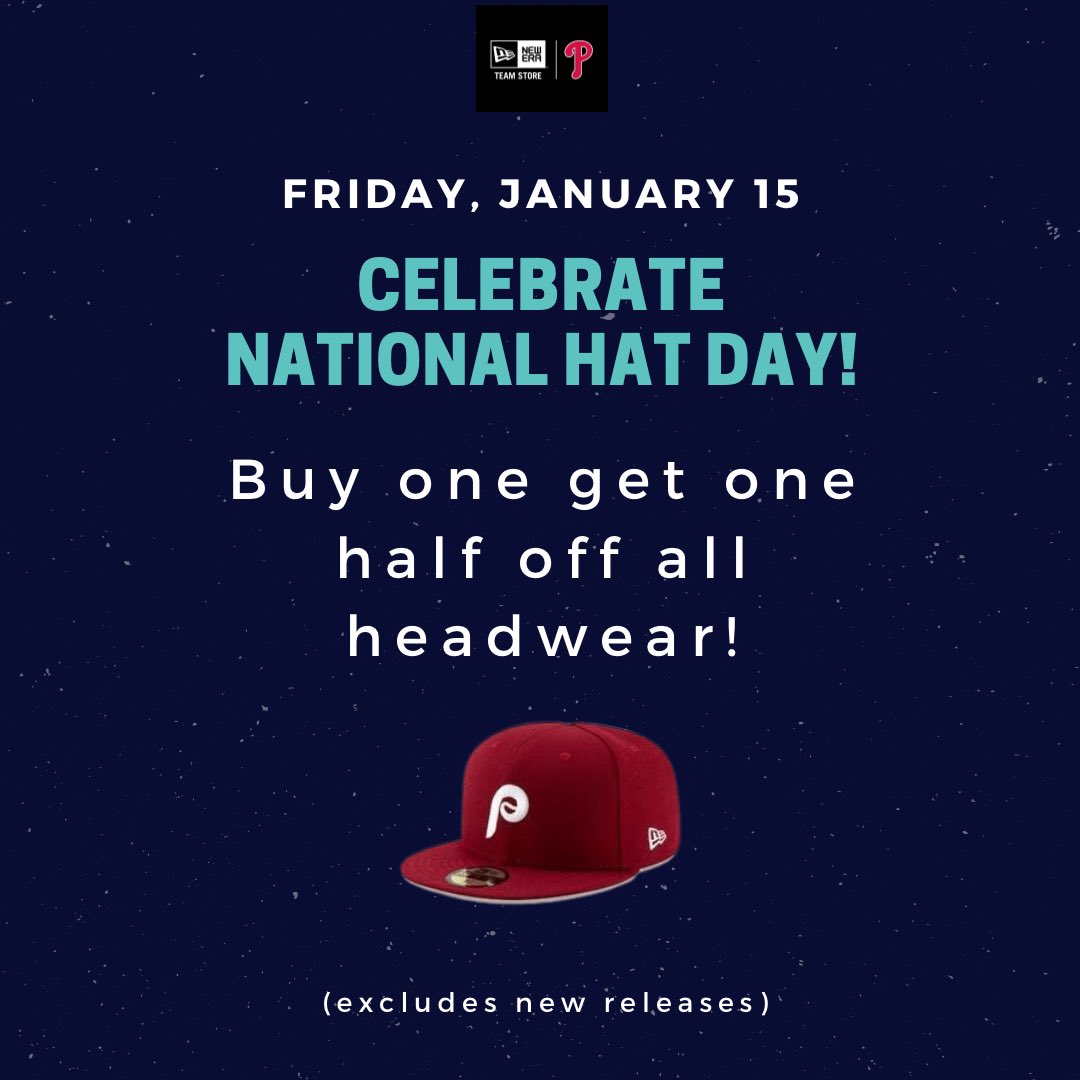 Meet the 1980’s Champions cap collaborator, Chris “Pancake” Ashcraft, who after the launch of the hats @ 12pm EST will make a visit to the @philliesnestore at 4pm today.  Also, we’re celebrating National Hat Day with buy one get one half off all headwear (excludes new releases)!