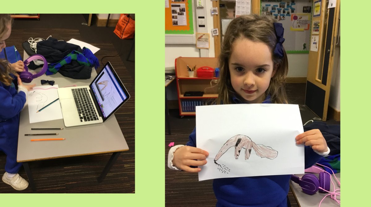 RPPS_Art's tweet photo. Did you know the giant anteater eats quickly, flicking its tongue up to 150 times per minute? @NGKids #RPPSYearOne #RPPSdraws #RPPSArt #RPPScreative #vulnerableanimals https://t.co/pIhVMXn50h