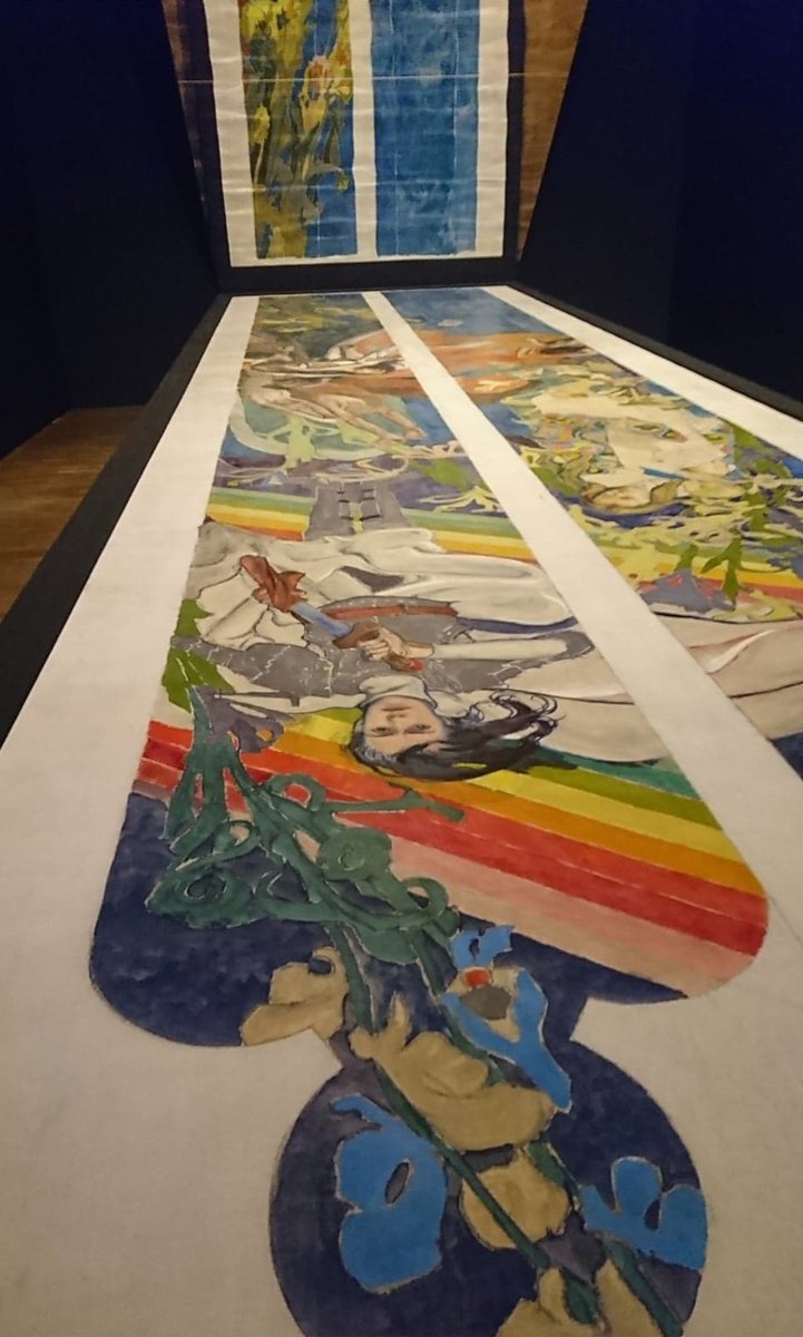 This design was intended for Lwów/Lviv Cathedral as a statement on Polish identity. ‘Polonia’ shows the King with a female Poland personified, a girl dressed in Krakovian costume, & the Virgin Mary. The folk styles meant the work was rejected. It was finally recreated in 2019 7/