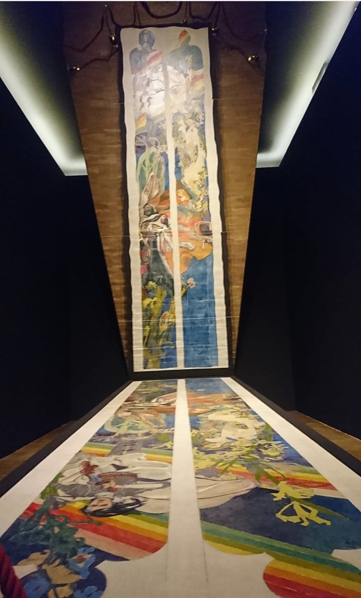 This design was intended for Lwów/Lviv Cathedral as a statement on Polish identity. ‘Polonia’ shows the King with a female Poland personified, a girl dressed in Krakovian costume, & the Virgin Mary. The folk styles meant the work was rejected. It was finally recreated in 2019 7/