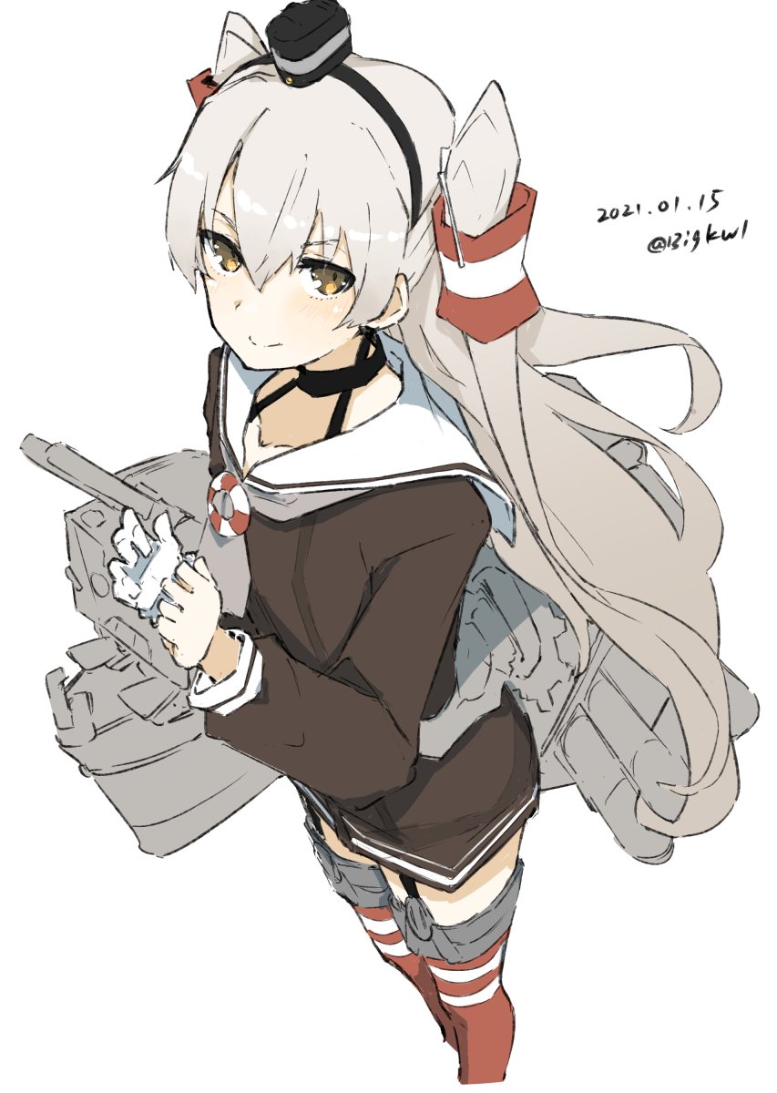 天津風(艦これ) ,連装砲くん 「#艦これ版深夜の真剣お絵描き60分一本勝負
#艦これ版真剣お絵描き60分一本勝負」|つけもののイラスト