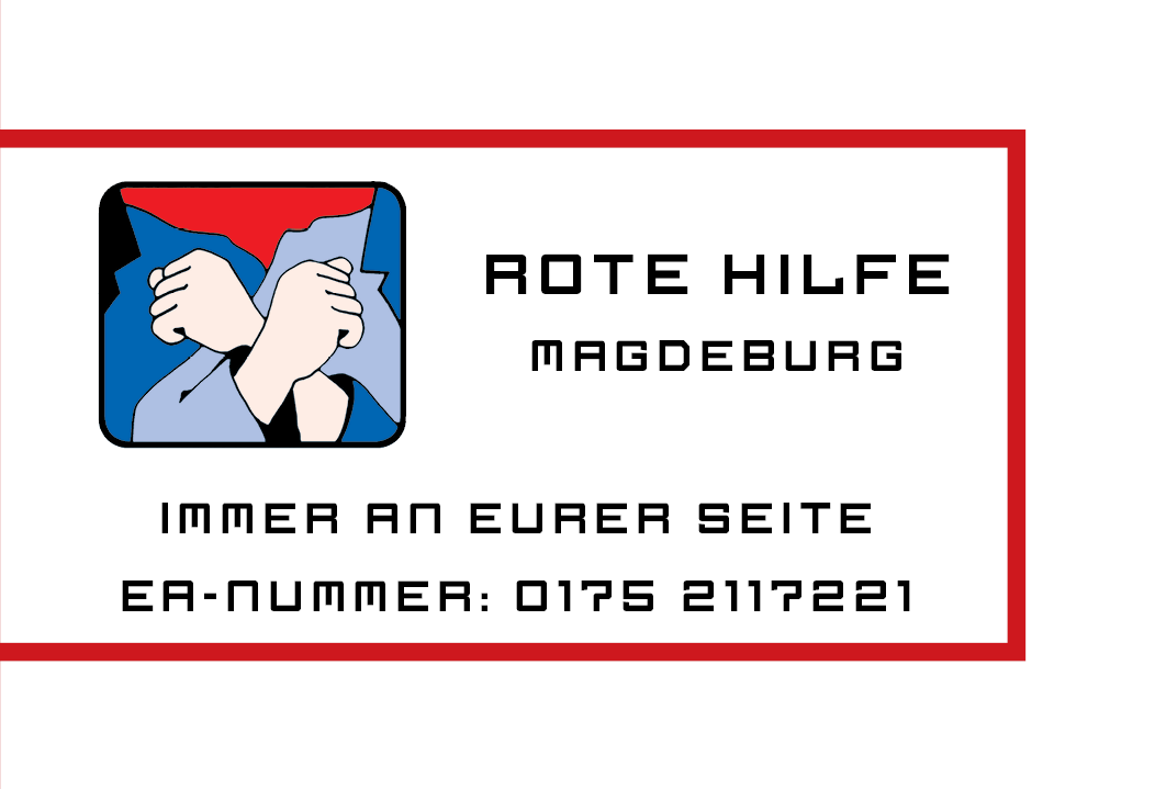 RoteHilfeMD's tweet photo. Für heute Abend und morgen gilt in #Magdeburg diese EA-Nummer der Roten Hilfe 👉 0175 2117221
BITTE ruft hier nur an, wenn ihr Probleme mit der Polizei o. ä. habt - wir helfen euch!
#MD1501 #MD1601 #pappesatt #keinfussbreit https://t.co/BpGPfpgWhg