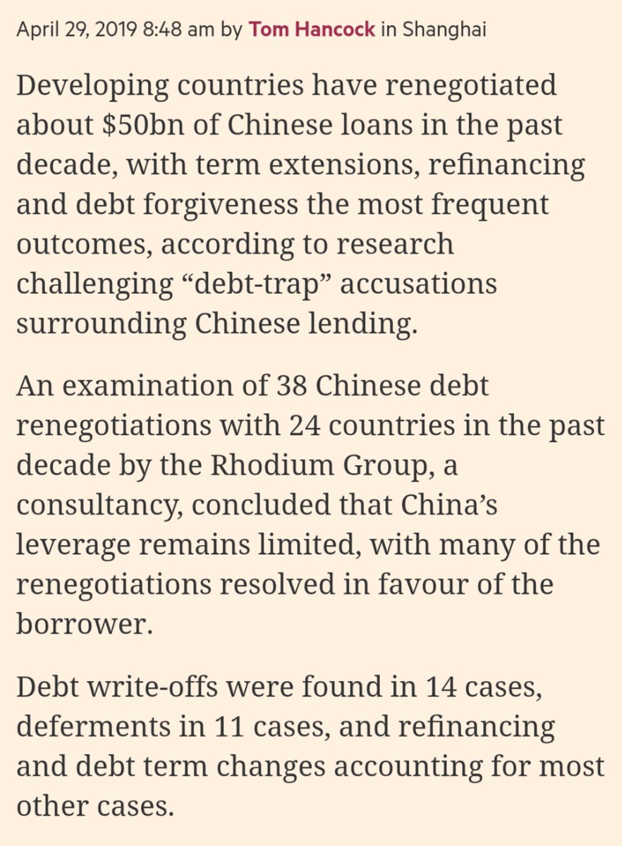 China has renegotiated $50 billion in loans with Global South countries, with extensions, refinancing, and even debt forgiveness, often "resolved in favour of the borrower"This research debunks the hypocritical debt-trapping Western imperialists warning of a "Chinese debt trap"