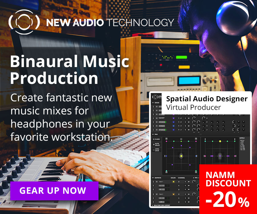 “Dive into a new world of music experience, everybody on earth can enjoy instantly.”
Indeed, binaural audio can be enjoyed with every regular headphone. Thus, we extend our NAMM Believe In Music support with a rebate for our Spatial Audio Designer – Virtual Producer plug-in.