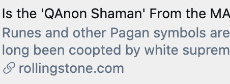 All of a sudden, "Q*** Shaman" was in headlines. It's memorable, doesn't require many characters, it rhymes, it's ridiculous.And now, there is a second cycle in progress on social media... everyone talking about him instead of other people in that violent mob.