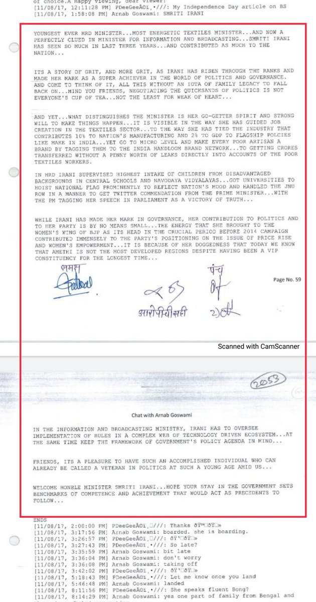 So here are the bulletin points written by Arnab for former CEO of BARC Partho Das to  introduce Smriti..'  #ArnabGate