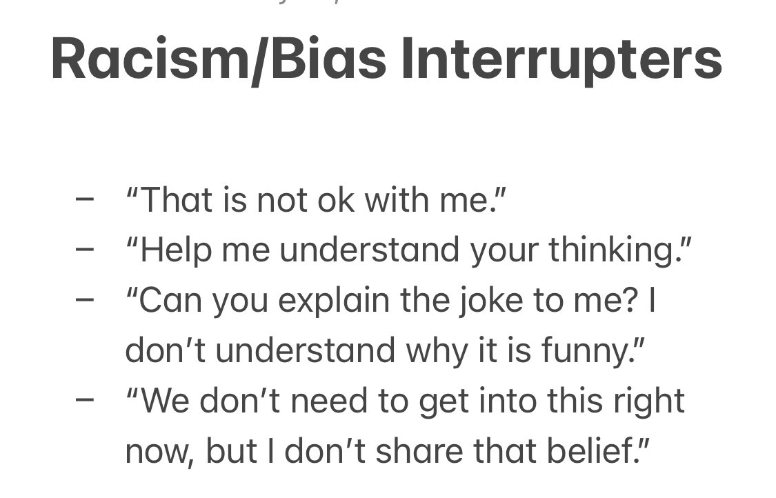 cherry_aimee's tweet photo. It can be difficult for kids to know how to be an ally. Equipping them with these phrases to interrupt racist/biased conversations is a great place to start. 

*Full credit to @SUABULLDOGS &amp;  @katricequitter 💛 https://t.co/1O4JHUQYKx