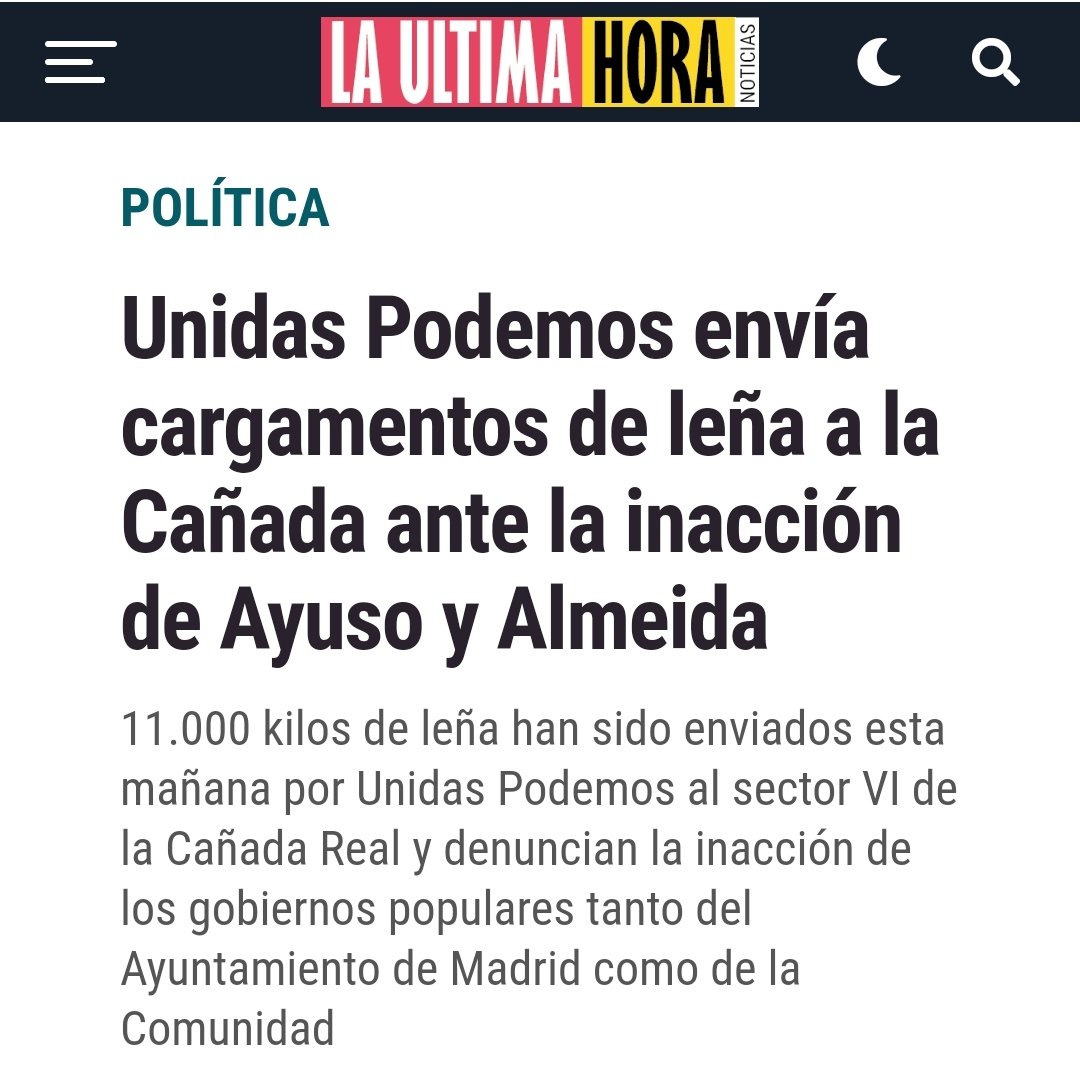 DINGO40378066's tweet photo. ¿Dónde están hoy los que decían que el Vicepresidente de Asuntos Sociales no hacía nada por los de La Cañada?
11 toneladas de leña han enviado, en vista de que ni Ayuso, ni Almeida ni Naturgy
hacen nada para que se calienten 2.000 niños.
DIFUNDIR PORQUE ESTO 
ABC NO LO PUBLICARÁ https://t.co/DzhImm8o6t