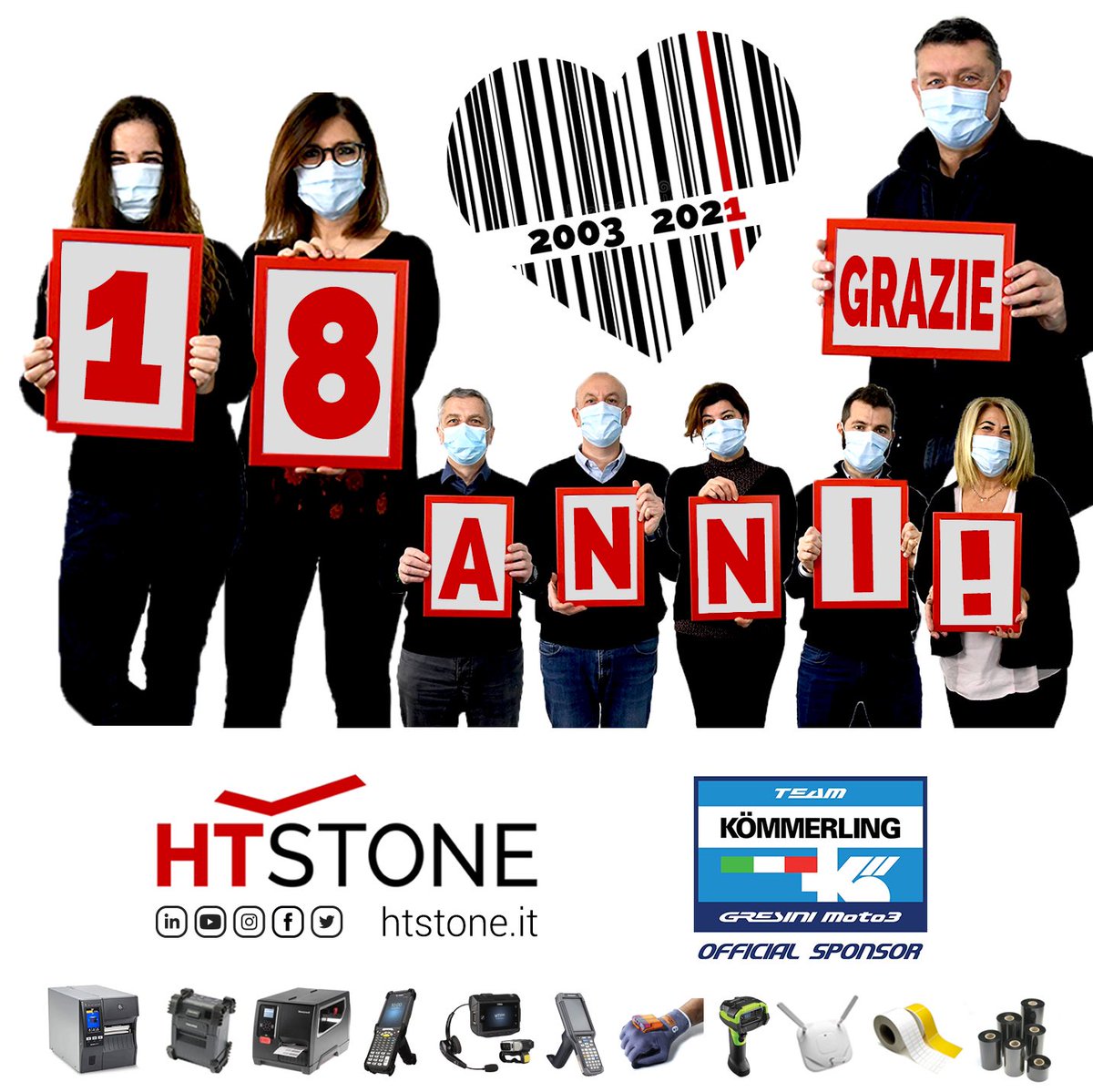 htstonesrl's tweet photo. Oggi HT Stone compie 18 anni!
Siamo ufficialmente maggiorenni!
Grazie, grazie e ancora grazie a tutti! 😘
#Barcode #CodiceaBarre #HTStone #18Anni #BuonCompleanno
(Foto scattate singolarmente nel rispetto della normativa sul distanziamento sociale ed unite in post produzione) https://t.co/tv1P7eraJk