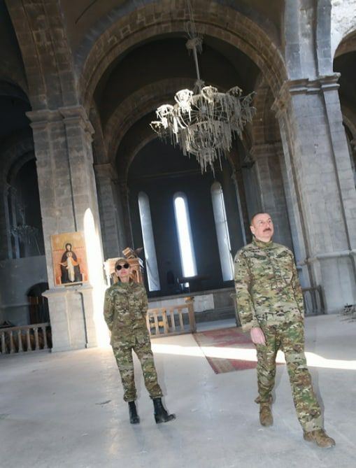 Meanwhile, Azeri President Ilham Aliyev is in Shushi/a today, unveiling some new busts and visiting the Ghazanchetsots cathedral. Ghazanchetsots was intentionally targeted multiple times by Azeri rocket fire during the war in October, resulting in civilian casualties.