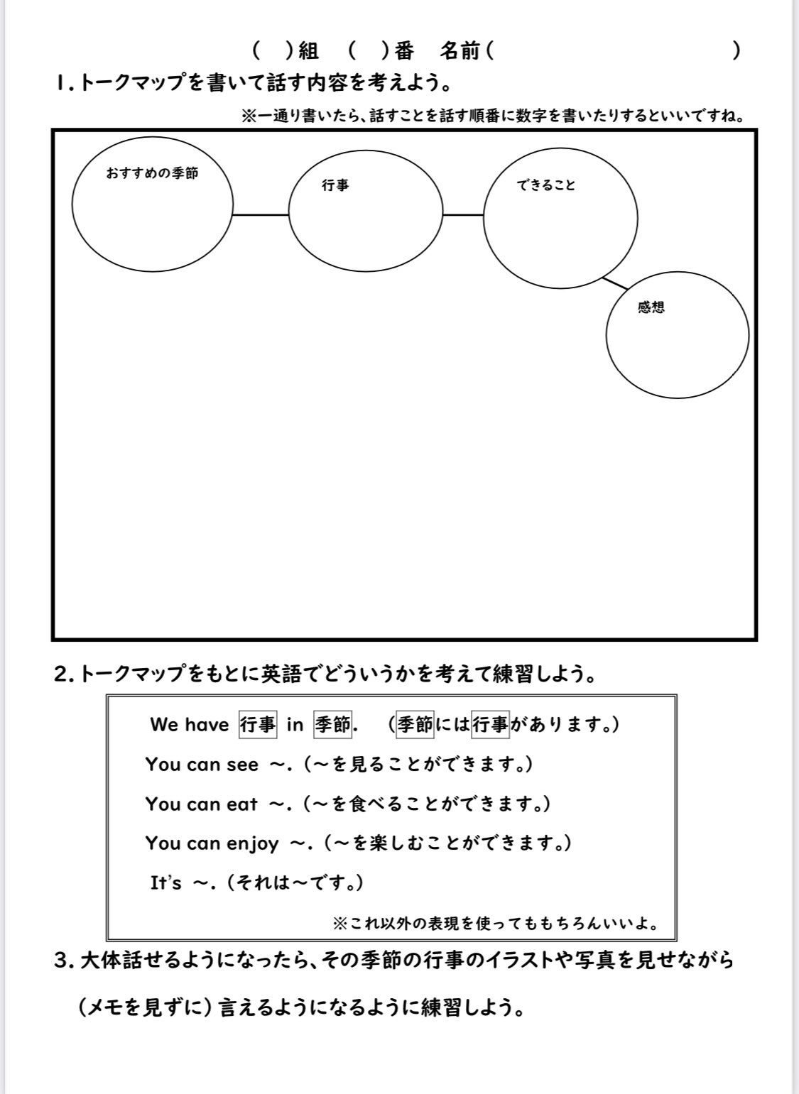 Nin Giga 時々 小学校英語 ５年生unit7おすすめの季節トークマップ ５年生のおすすめの季節を伝える学習もトークマップを使いました ２回目ということもあって子どももいい感じで使っていた T Co Iwhk4o2xkz Twitter