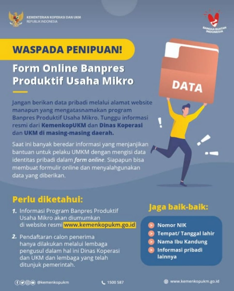 DisdagkopP's tweet photo. Waspada Penipun
 #Penipuan
#BPUM https://t.co/GqsfQPQxVG