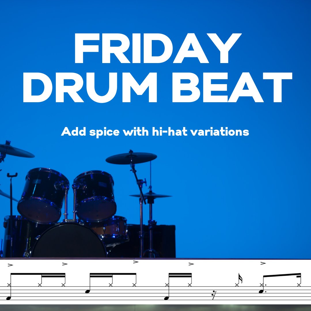 TotalDrummer's tweet photo. FRIDAY DRUM BEAT I like playing with the hi-hat to make a very ordinary beat sound fresh and interesting

#drums #drummer #drumset #drumkit #instadrum #drumming #drumstagram #drum #drumfam #drumlife  #instadrummer #instadrums #drumlesson #drumsdaily #drumhood #totaldrummer #vf15 https://t.co/ZuOagPEtU7