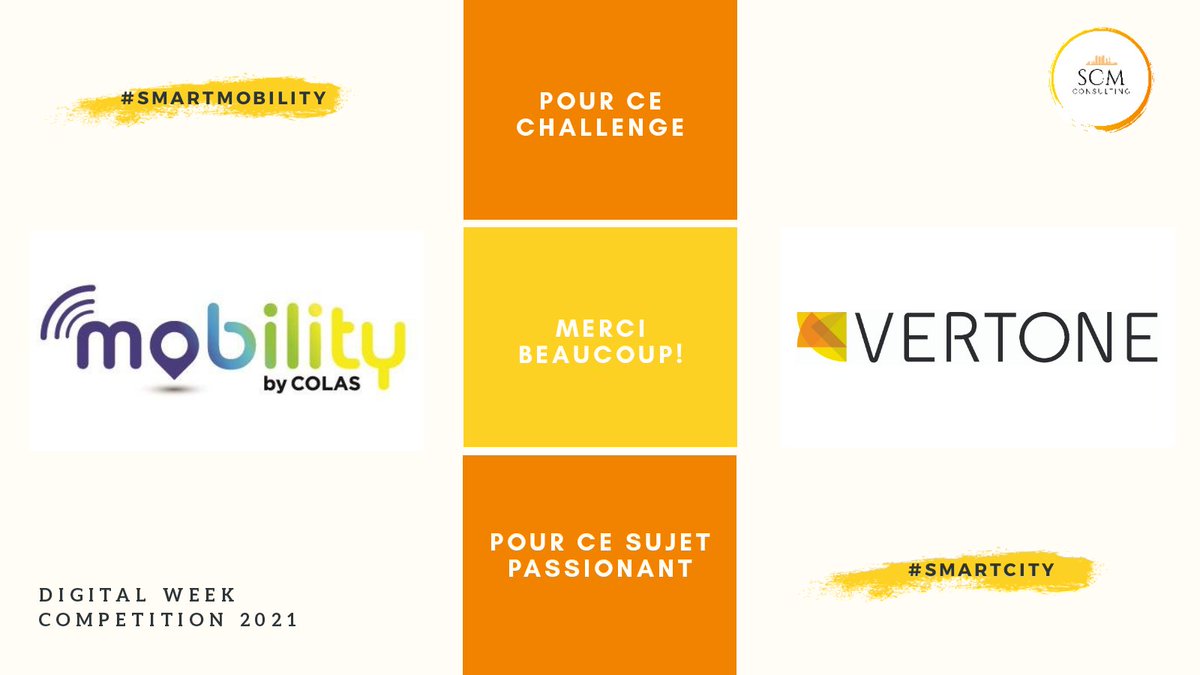 SCM_DWC's tweet photo. Nous remercions nos clients : @ClubVertone et Mobility by Colas pour ce sujet passionnant et challengeant sur la Smart Mobility qui nous a occupé et motivé toute la semaine. 

#EssecDWC #dwc_essec #SCMconsulting_DWC @DWC_ESSEC https://t.co/Ju5EyhFzjO