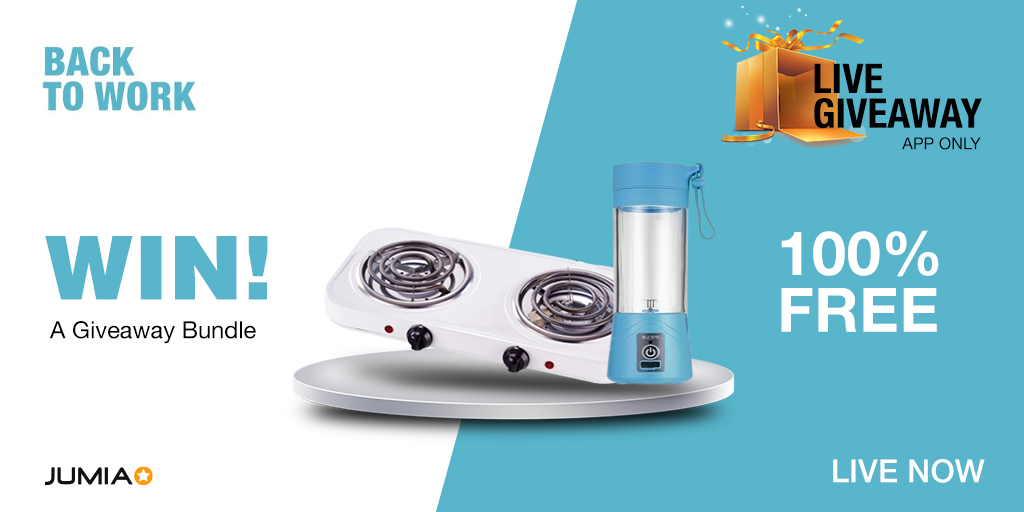 JumiaNigeria's tweet photo. We're Live๐ข๐ข
Click=>https://t.co/R2EXi3S1UI to join on the App & stand a chance to win a giveaway bundle for FREE
#BackTWork https://t.co/4lTWfBrcKq