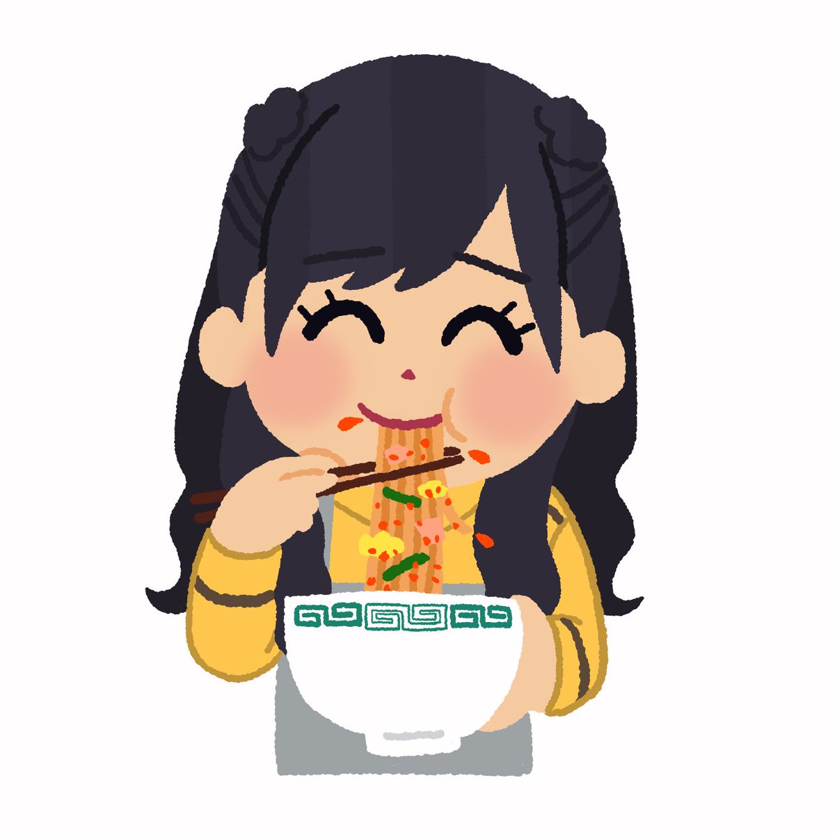 「ラーメンを食べるアイドル(女性)

#日向坂46 」|ミドリカワ！！！のイラスト
