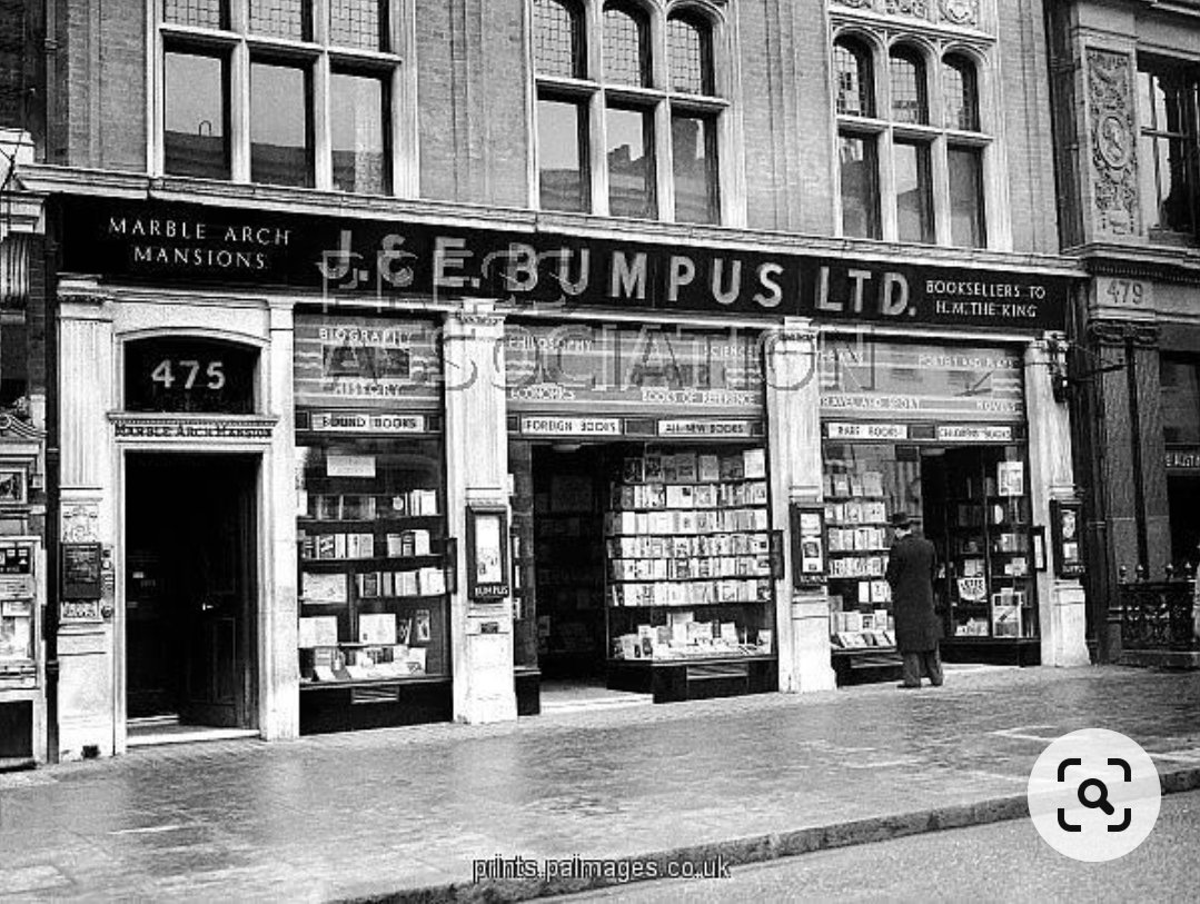 I don't know about you, but I'm really missing browsing in a good bookshop right now, so I thought it might be nice to take a vicarious trip back in time to Bumpus Bookshop on Oxford Street in London in the 1950s. Let's open the door and step inside...