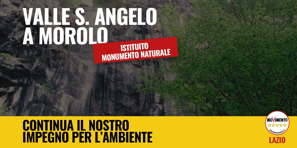 M5SLazio's tweet image. 🌱 VALLE SANT’ANGELO A MOROLO (FR) MONUMENTO NATURALE

➡ Tuteliamo i luoghi più belli del #Lazio con l’istituzione dei #monumentinaturali, come quello di Valle S.Angelo a #Morolo: un risultato della Commissione #ambiente presieduta dal nostro @novelli5stelle