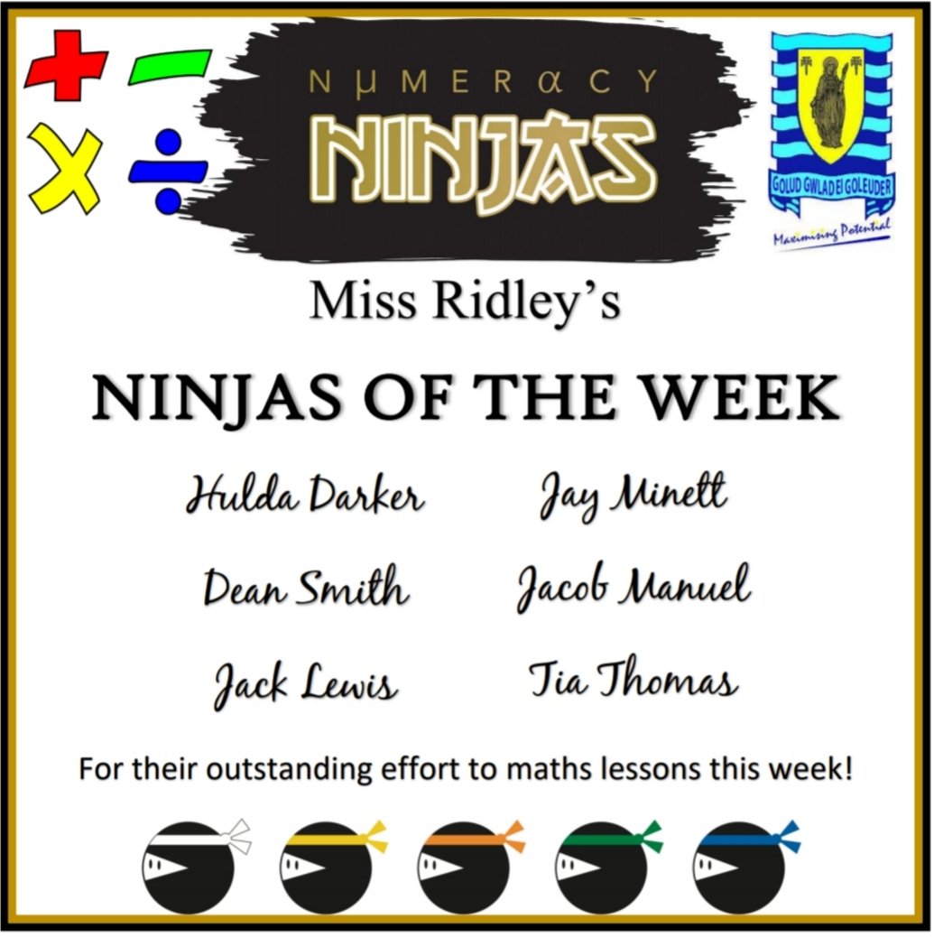 mrscullen_aths's tweet photo. 🌟Ninjas of the Week🌟
So proud of how hard you are all working this week!! One of the hardest weeks to pick only one from each class! No one's efforts have been missed during these unusual circumstances 👏🏼 Da iawn pawb 🥳 #TeamTâf #athsmaths #ninjaoftheweek https://t.co/PBQ5hNBZEN