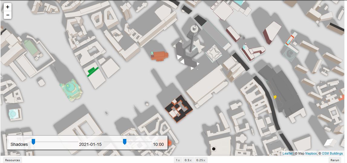 thepowerofgis's tweet image. 3d shadow analysis using open #leaflet #NodeJS #javascript25 #geospatial #thpowerofgis