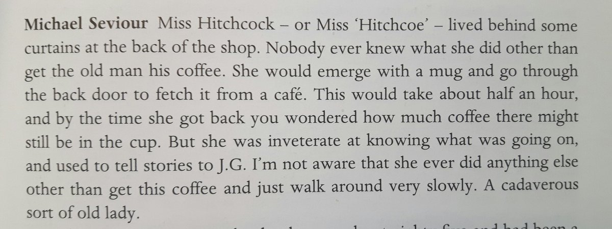 Miss Hitchcock is kept behind the curtains at the back of the shop and seems to be cut from the same cloth as Mrs Overall.