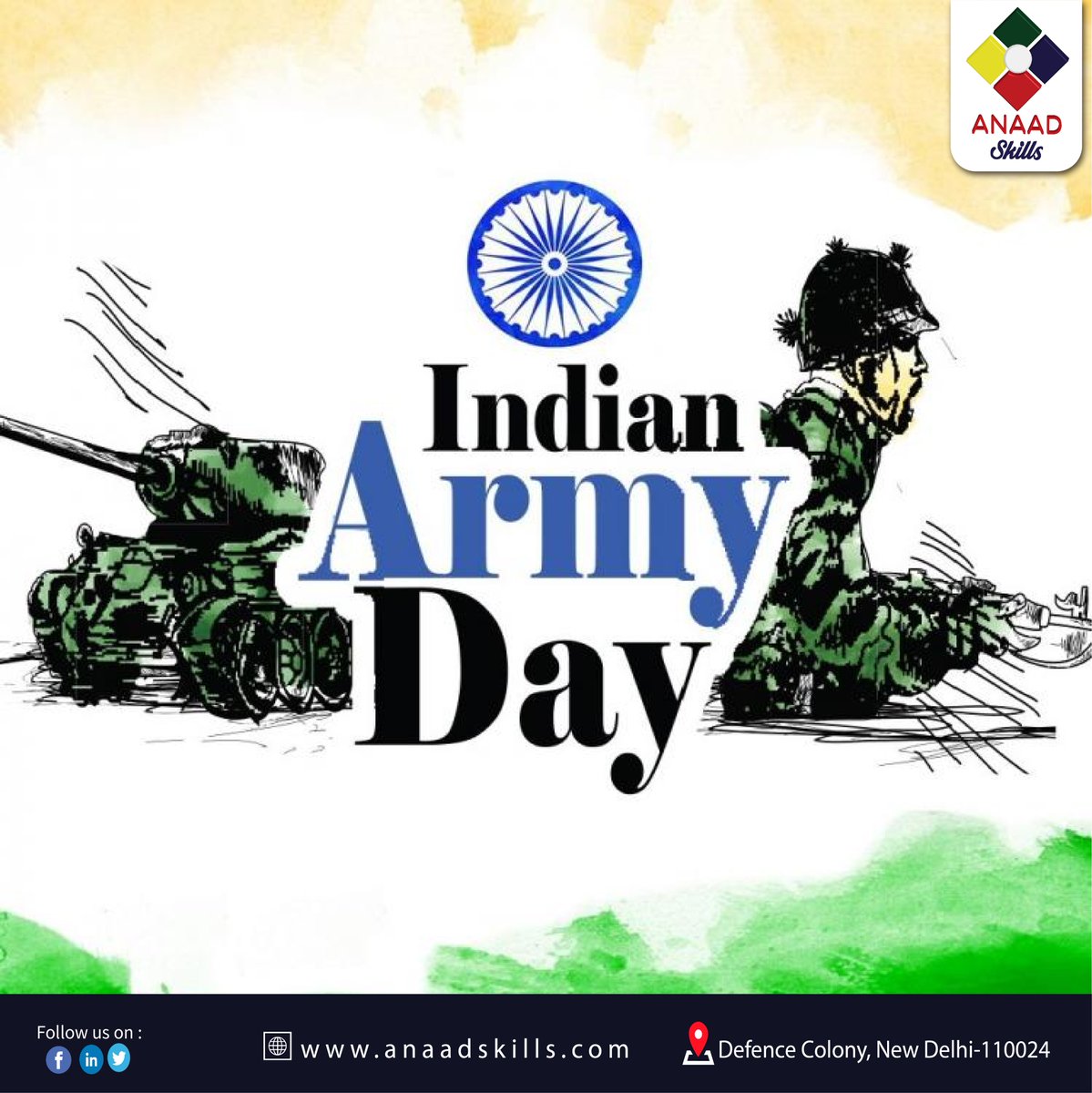 anaadskills's tweet photo. Let us come together to celebrate National Army Day and remember our brave soldiers. Happy Indian Army Day 2021!
Let us celebrate Indian Army Day by saluting all the army men for their bravery, dedication and patriotism. 
#IndianArmyDay2021 https://t.co/r0MP4lDFX1