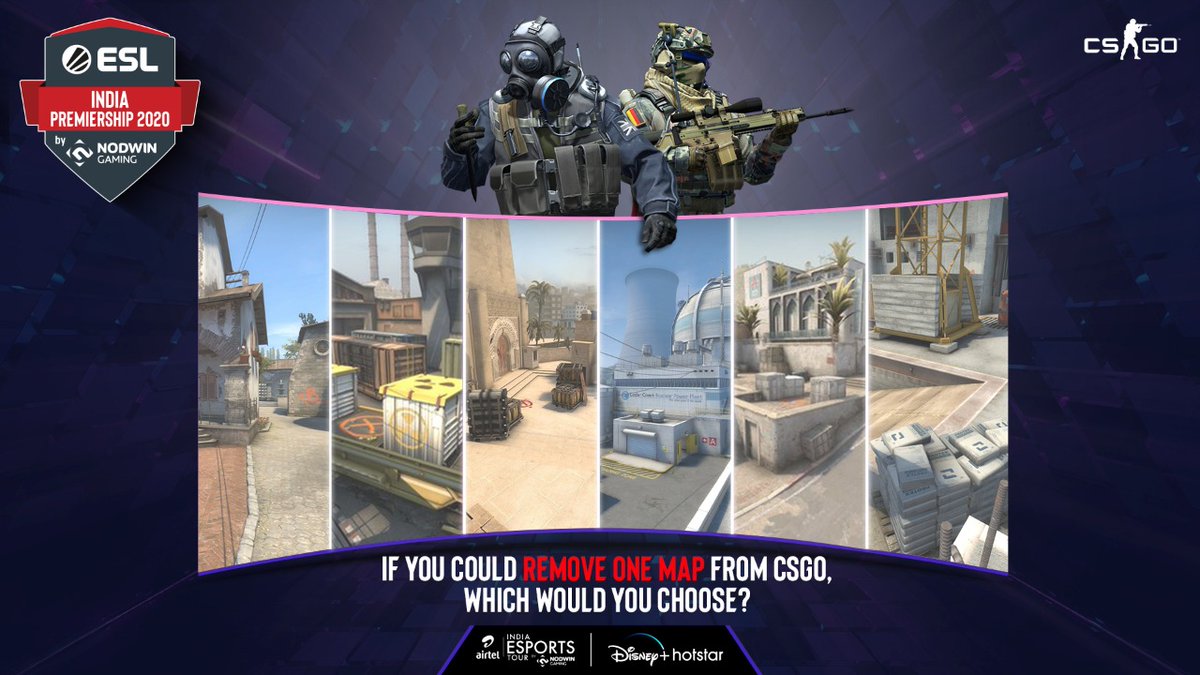 ESL_India's tweet photo. Which is that one CSGO map you never want to play again? Let us know in the comments below! 👀

Register today for ESLIP2020
🔗 https://t.co/TFDbz2UB8p

#CSGO #csgomaps #ESLindia #ESLIP2020 https://t.co/RB4qVhX4Mw