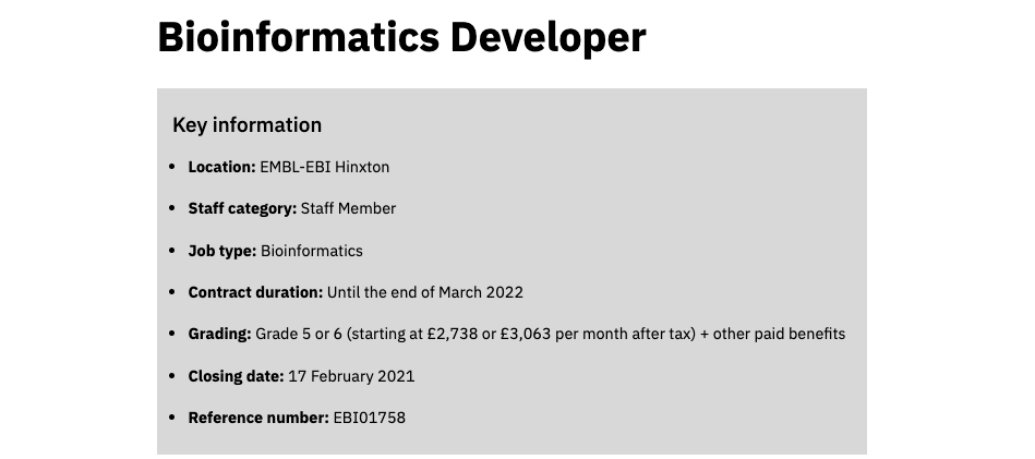 EMBLEBIjobs's tweet photo. New: #Bioinformatics #Developer to join @emblebi's Variation Annotation team and interact with clinical research scientists and curators to extend and improve existing tools. #linux #unix #backend #perl #mysql #hiringduringcovid #devjobs https://t.co/OjbVOjkyBp https://t.co/nAHk23Tqoq