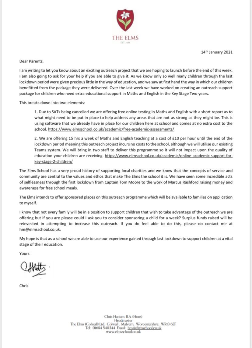 Good friend and top educationalist doing some good if difficult times. Please share and support if you can.