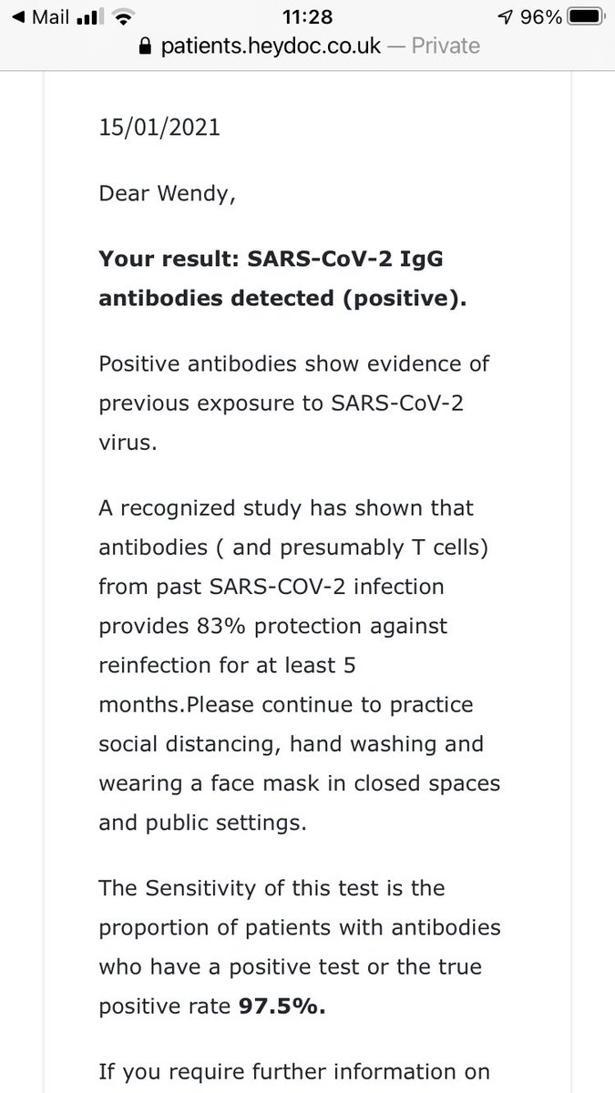 wendyburn's tweet image. Of course I know that vaccines work but wanted reassurance. Now I know I have antibodies. 👍 #DocsforVax