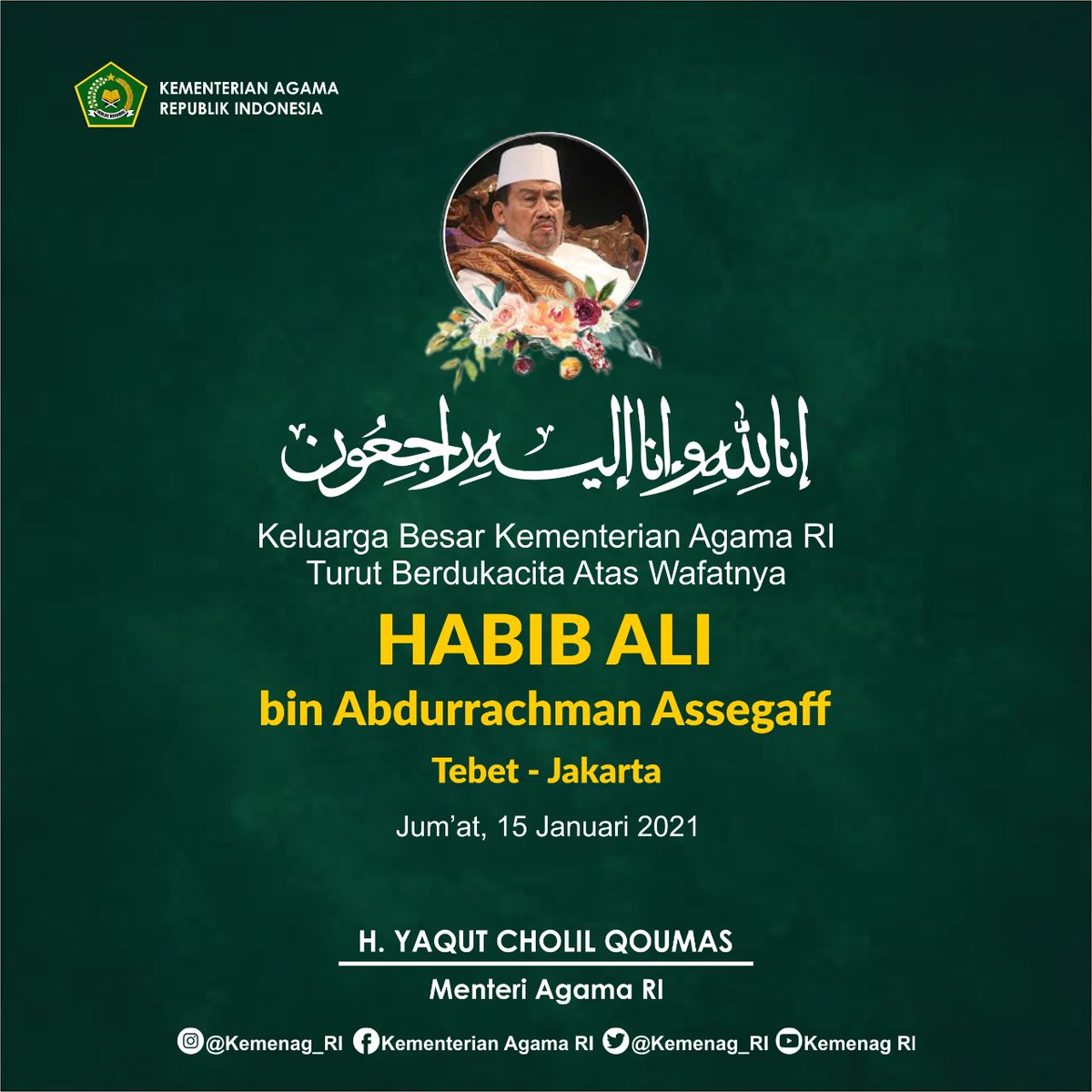 Ya Allah...innalillahi wa innailahi rojiun.
Semoga Allah SWT menerima semua amal baik beliau dan husnul khotimah. Amin.
