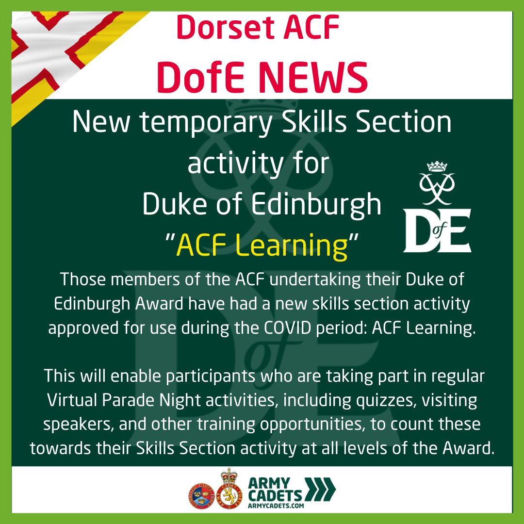 DofE News!!
New temporary Skills Section Activity
#ACF #ACFDofE #GoingFurther #KeepingTheFlameAlive
