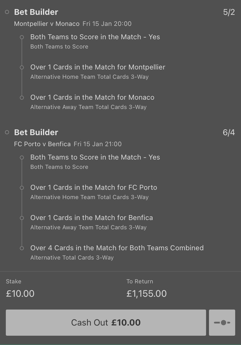 4 decent games for it. 🤑👀

£100, if it wins, to one lucky follower who RT’s this tweet.

Surely has to be in with an outside chance ⚽️🟨💰❤️