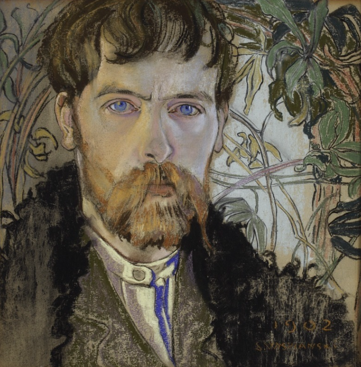 Stanisław Wyspiański, was born  #OTD in 1869.One of the most prominent members of the Young Poland art movement, Wyspiański's polymathic body of work encompassed paintings, pastels, stained glass windows, plays, poems, together with costume, set, furniture, & interior design 1/