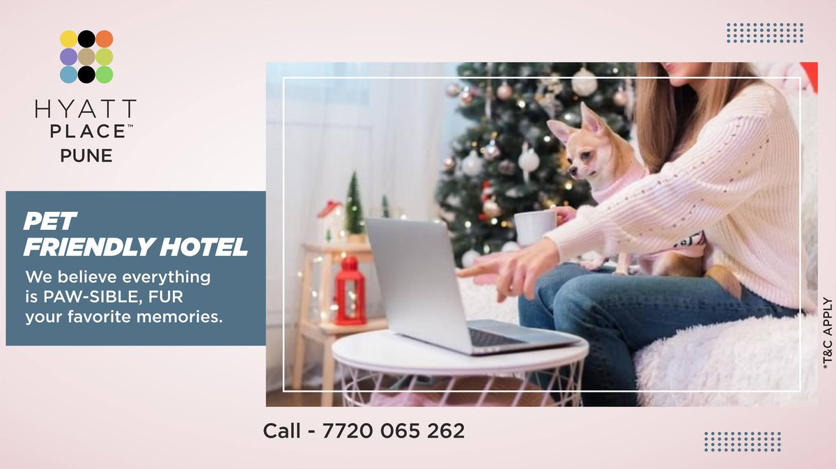 HyattPlacePune's tweet photo. Take your pet on a vacation!
Hyatt Place is all ready to host you with warm hospitality with your loved ones.
Call- 772 0078 678๐
#hyattplace #hyattplacepune #hyatt #petfriendlyhotel #dogcation #staycation https://t.co/rsae3UGZme