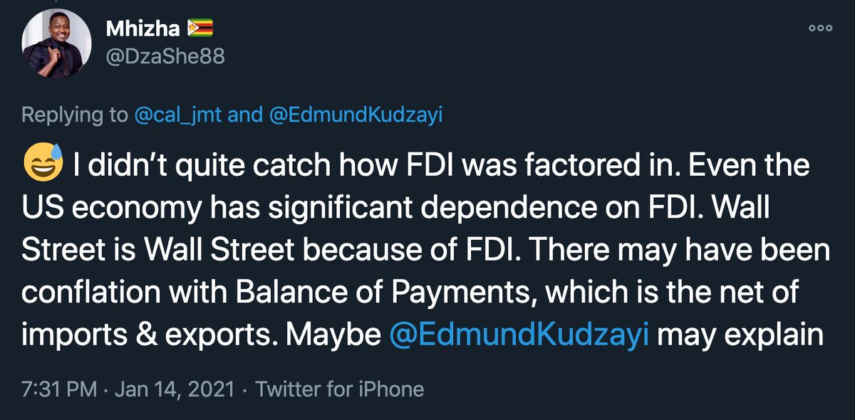 A number of people could not understand how FDI could in any way be related to imports. This thread is for their benefit i.e., @tafadzwamerere,  @PatsDaMan,  @sabepe83,  @AlekeMukunga,  @mkhwananzivusa,  @muzekepwa and @DzeShe88. 3/20