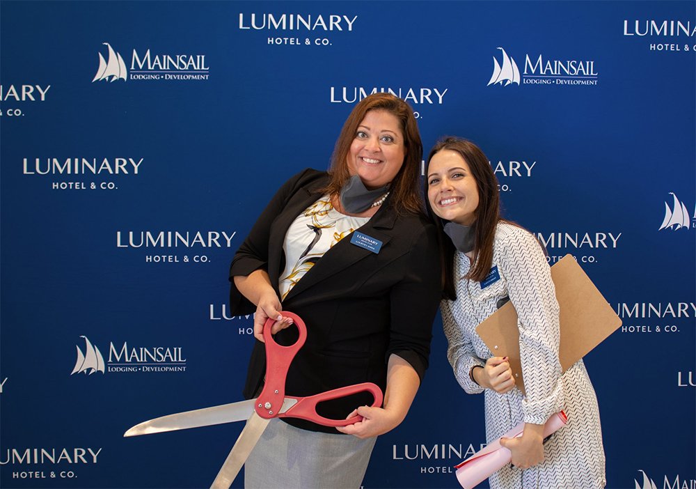 goldenopenin's tweet photo. @LuminaryHotel held a ribbon cutting & VIP Sneak Peek before their official opening with lots of great ribbon cutting supplies! #Luminary #GrandOpening #RibbonCutting #CustomRibbon #DyeSubRibbon #HotelOpening #VIP #giantscissors https://t.co/fTdJLeGmEK https://t.co/SluQK5JdGw