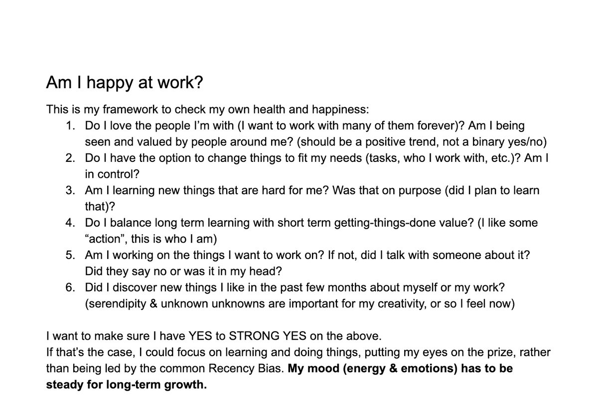 orenellenbogen's tweet photo. Am I happy at work? This is a bit personal, but maybe useful to others. My framework to see if I'm in the right place. Thankfully the answer is yes in the past 6 years at @ForterTech https://t.co/GwOF87dOhC