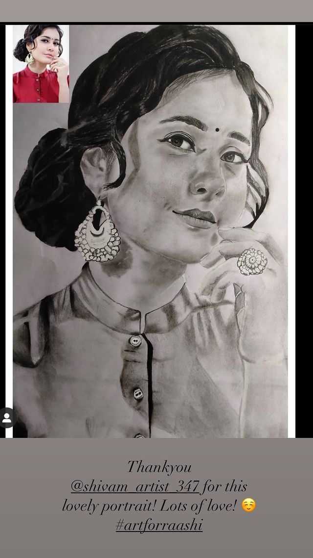 RaashiPage's tweet photo. Today very happy #Fanfriday 
Fan's Response only Gorgeous girl @RaashiKhanna Akka Only 💕💕💞💗💞💕💗💞💞💞💞
#RaashiKhanna #Fanfriday
#gorgerous #Drawing @TrendsRaashi https://t.co/tlMsahH95Z