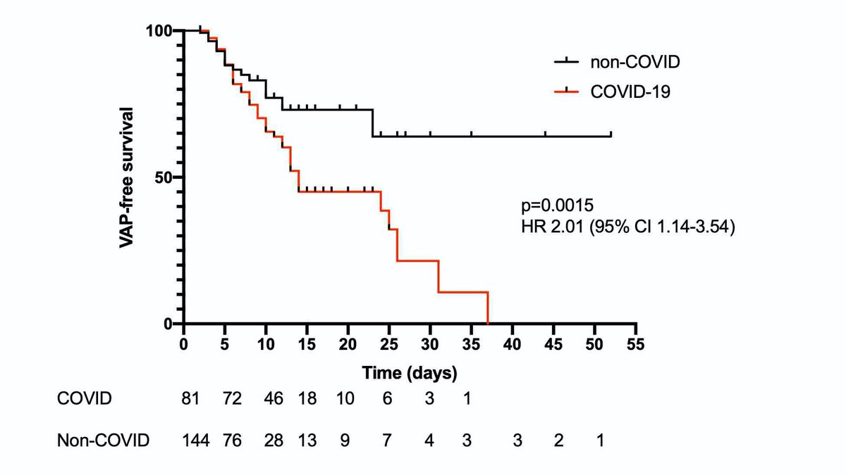 However, we found that it wasn’t just being on a ventilator for prolonged period of time, patients with COVID appeared to have increased risk independent of duration of ventilation