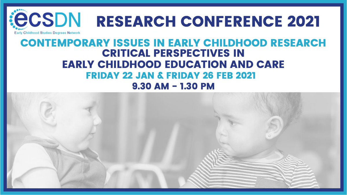 Bookings are being taken for our Annual ECSDN Conference. Key note speakers and research shared by students focusing on The Critical Perspectives in Early Childhood, Education and Care. Book your FREE space now ecsdn.org/event/ecsdn-re… #ECSDNConference2021