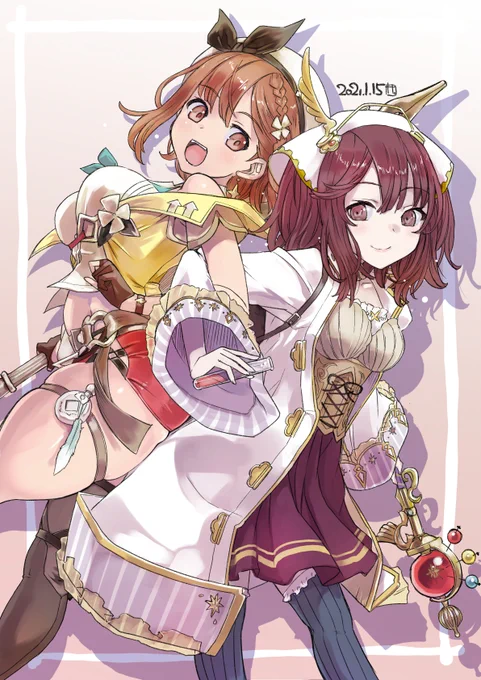 例のタグで貰ったキャラ描いてみたアトリエシリーズからライザとソフィーですシリーズから二人いたので一緒に纏めたら時間かかりましたwライザの尻が隠れてしまったので単体もどうぞタグへのリプありがとうございました#ライザのアトリエ2 #リディーアンドスールのアトリエ 